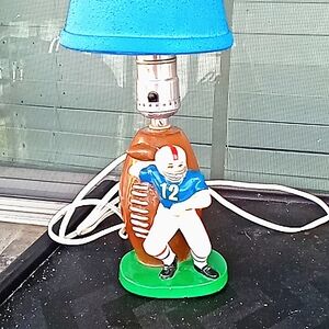 Vintage Sears, Roebuck & Company Football Player Ceramic Lamp, Made In Japan
